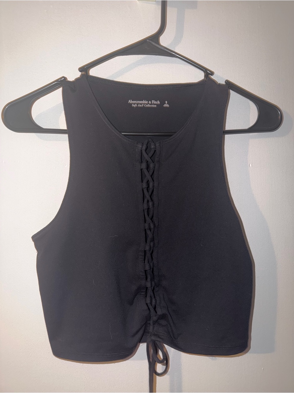Abercrombie & Fitch Black Lace-Up Cropped Tank